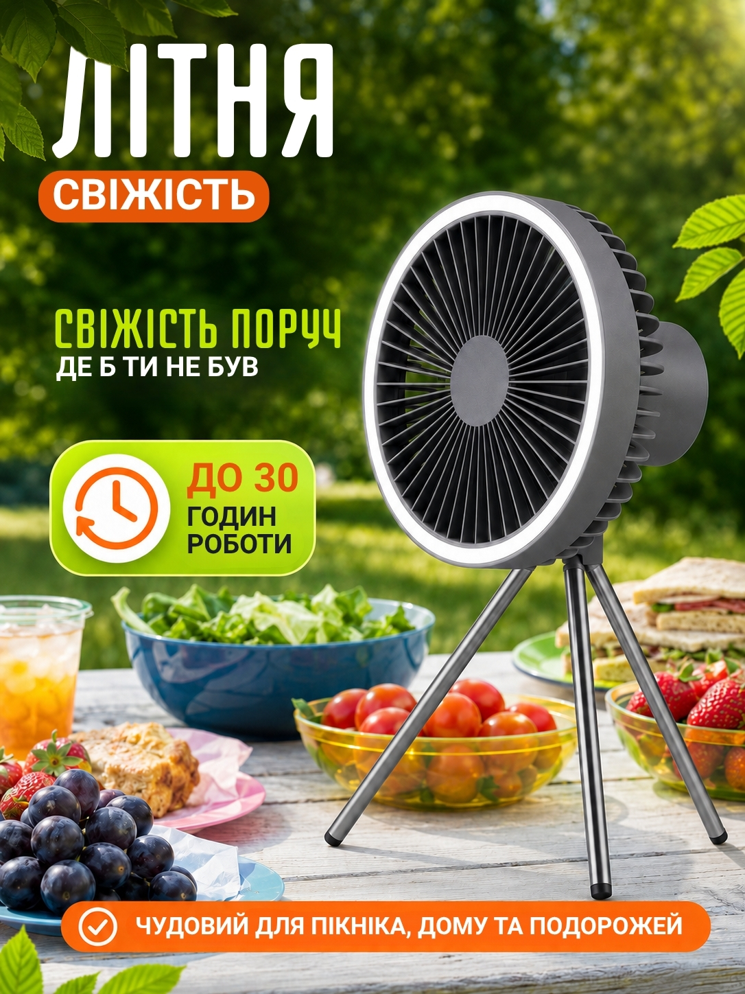 Портативний акумуляторний вентилятор 3-в-1 фото